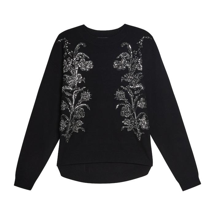 women black floral embellished jumper