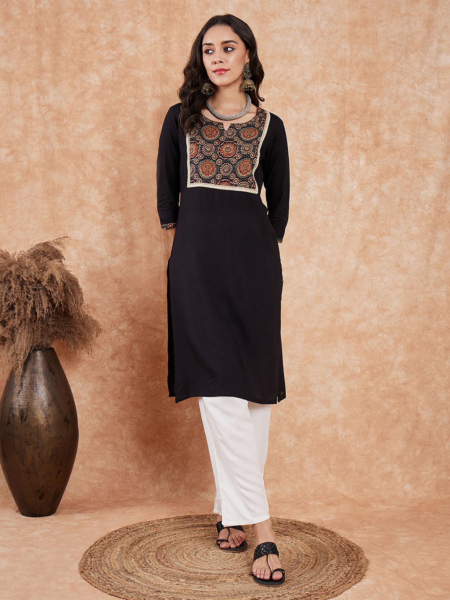 women black floral kurta