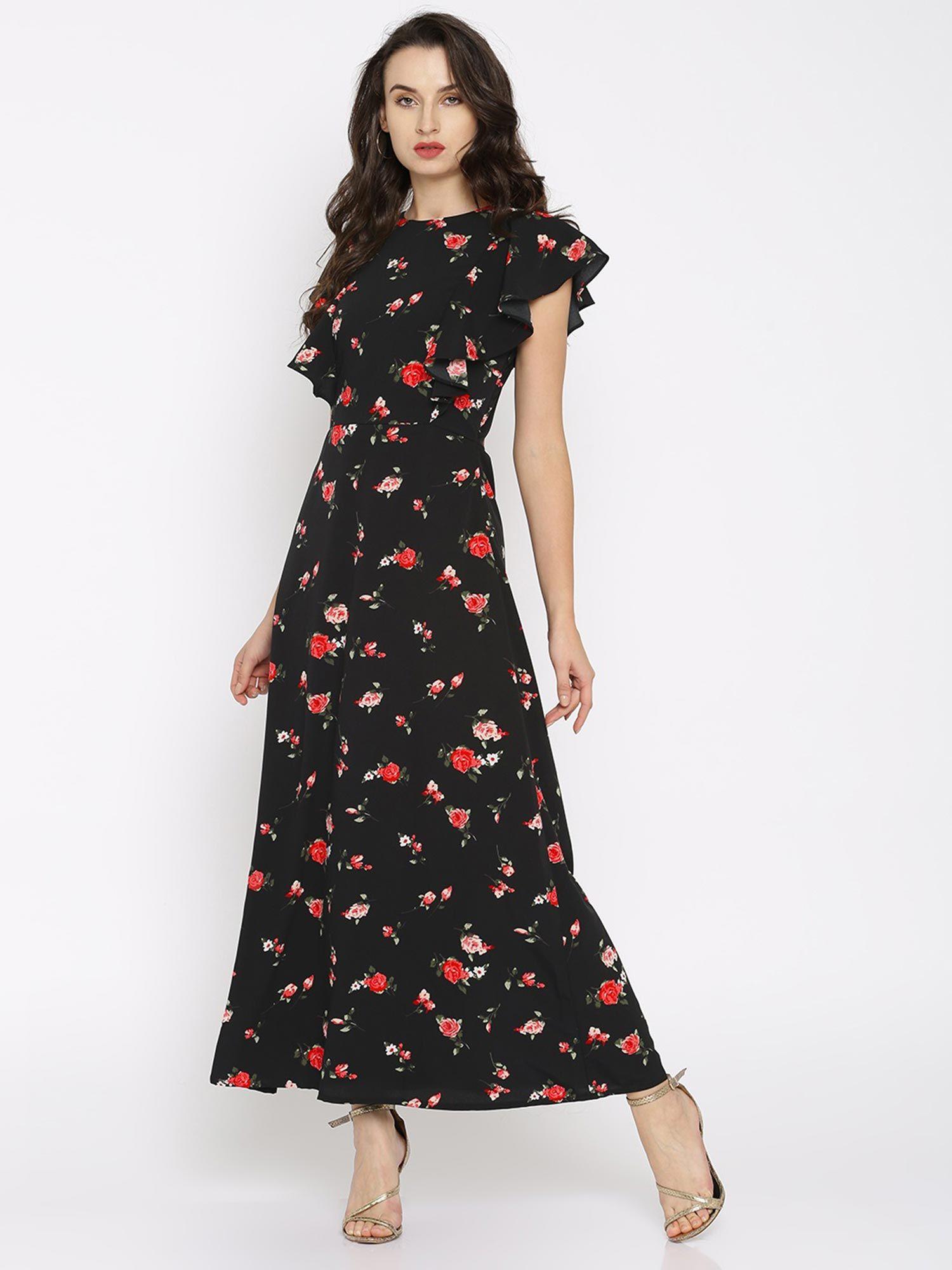women black floral maxi dress
