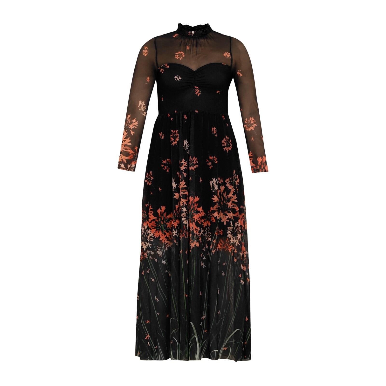 women-black-floral-print-mesh-a-line-maxi-dress