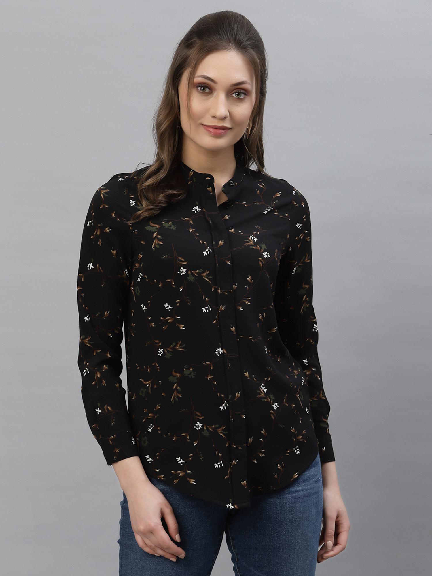 women black floral print tunic