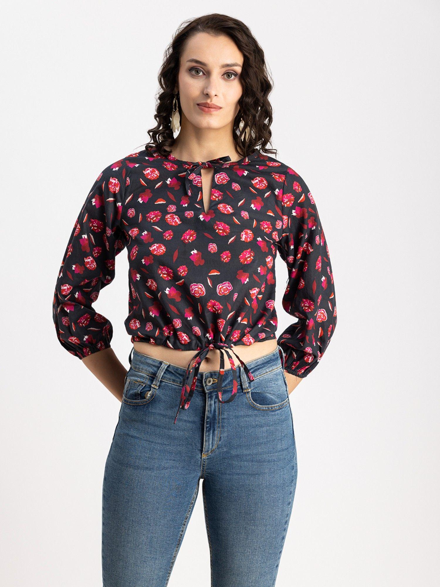 women black floral printed crop top