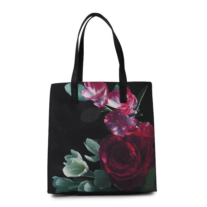 women black floral printed large tote bag