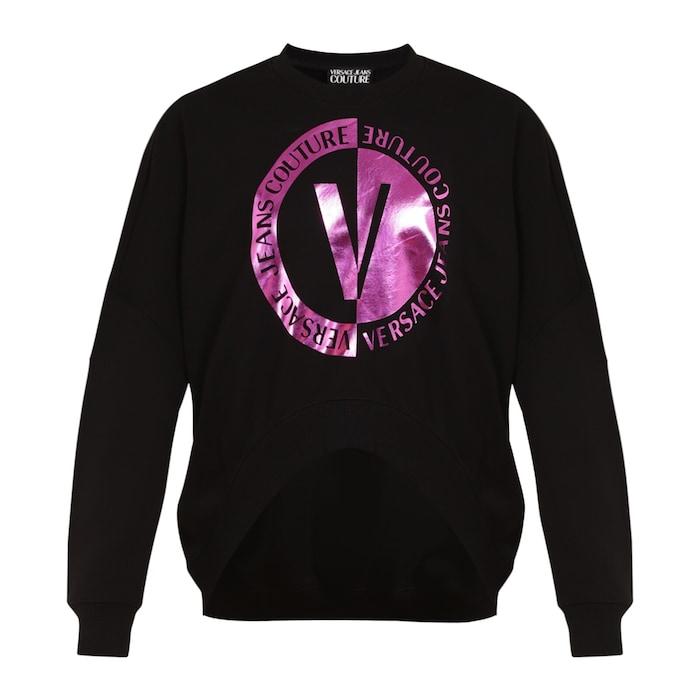 women black front v emblem oversized sweatshirt