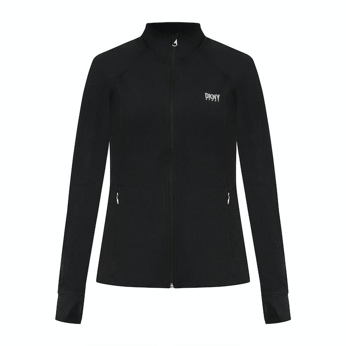women black front zipper jacket with thumb holes