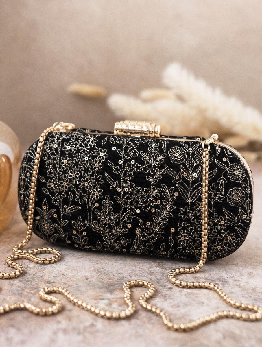 women black georgette clutches