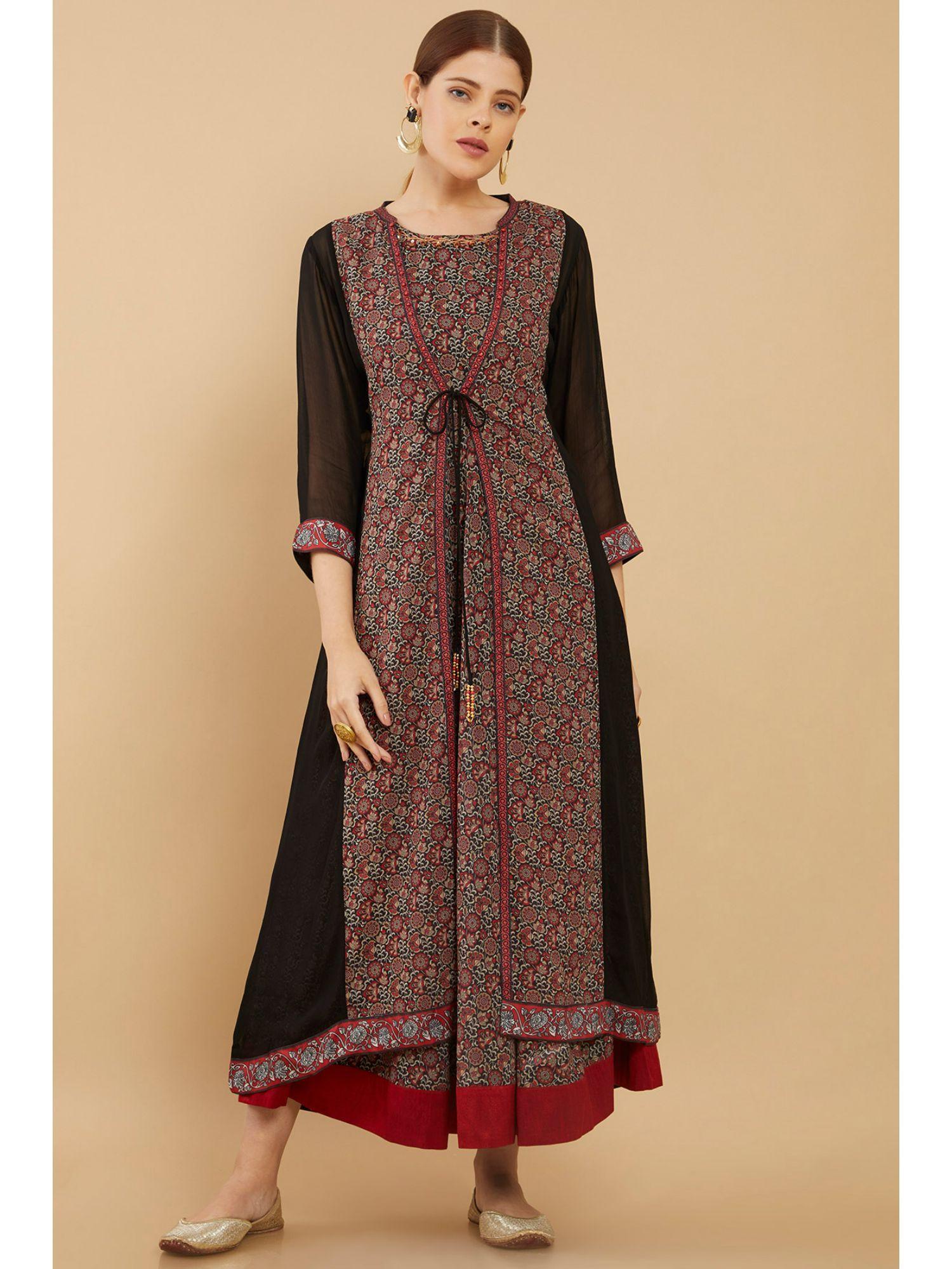 women black georgette floral dress