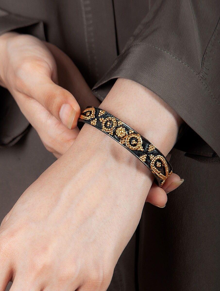 women black gold tone silver cuffs &amp; bracelet