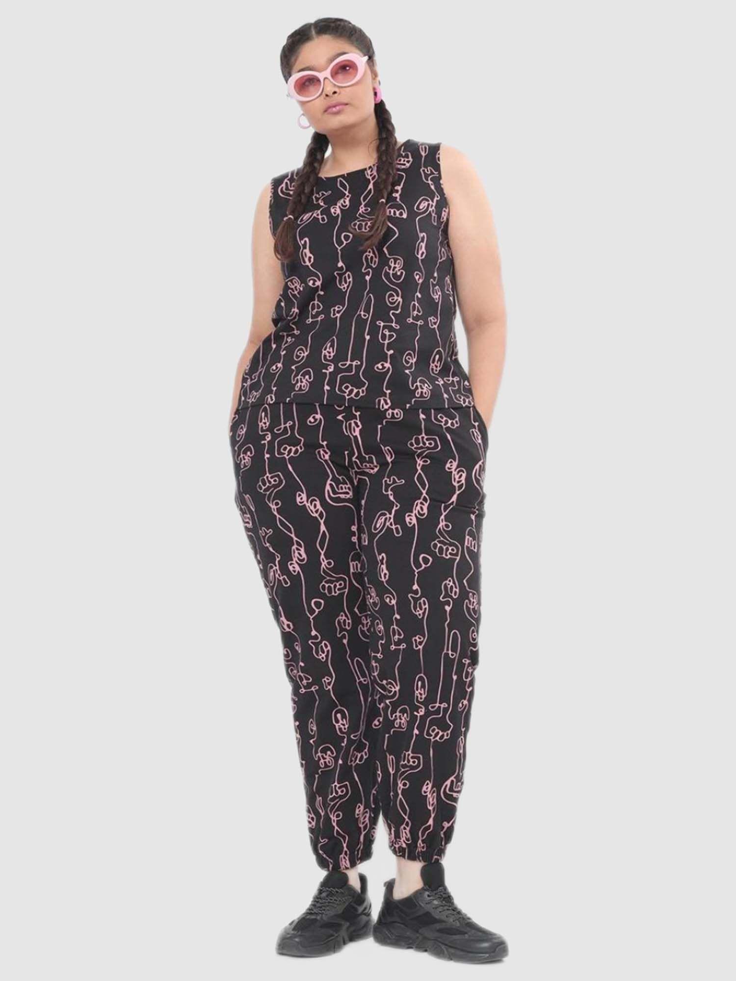 women black graphic printed co-ords set