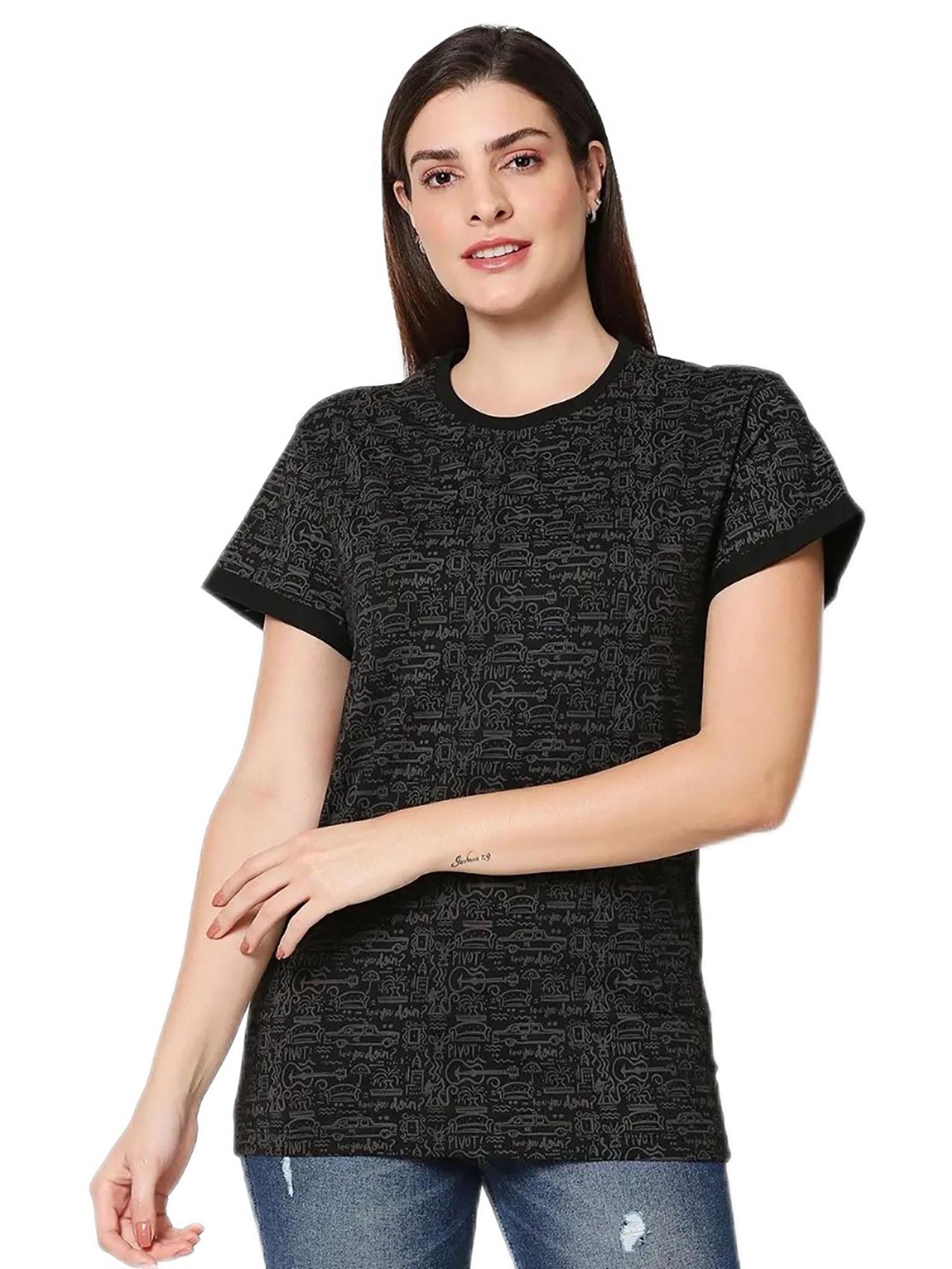 women black graphic printed loose fit t-shirt