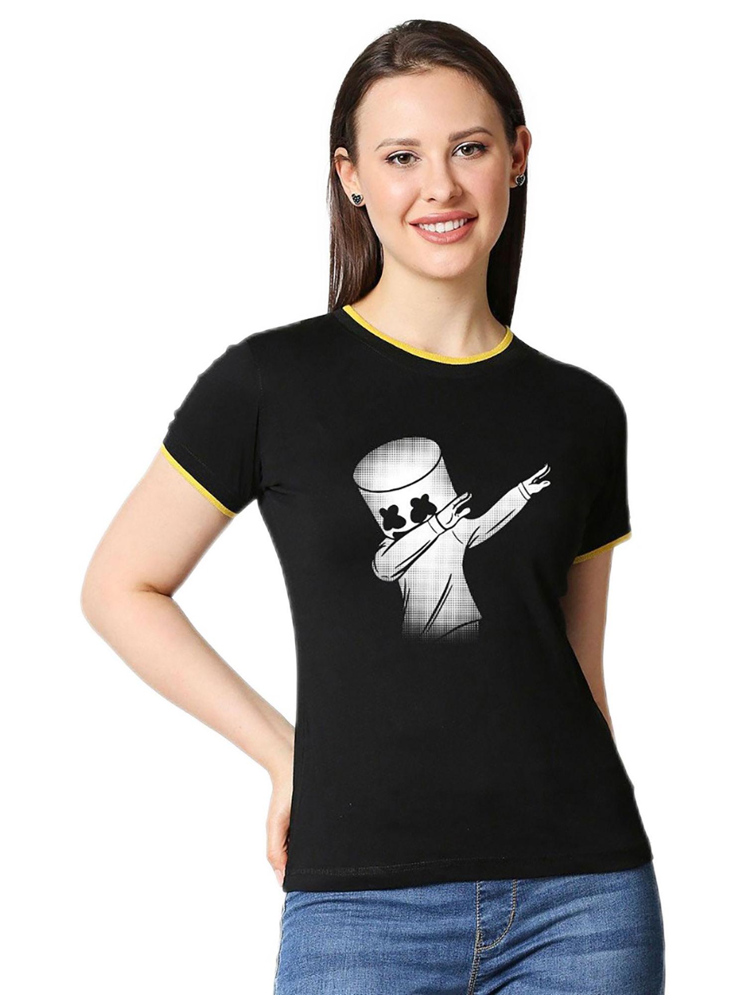 women black graphic printed slim fit t-shirt