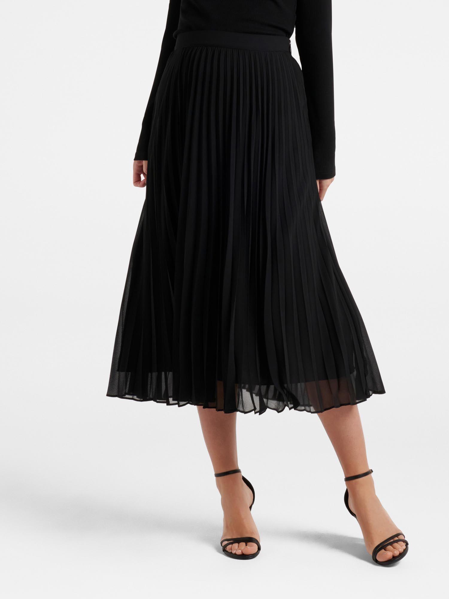 women black hailee midi pleated skirt