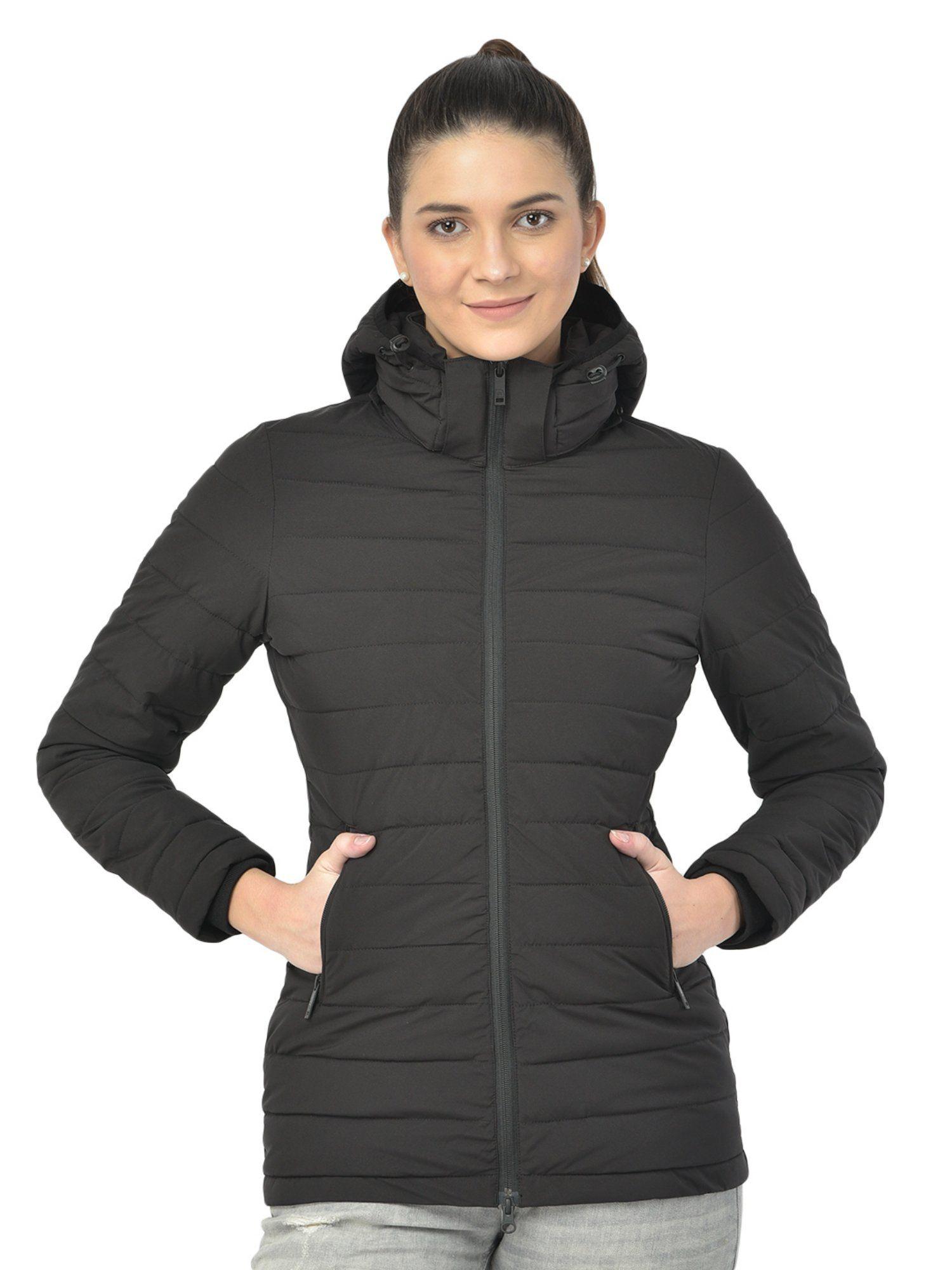 women black hooded jackets