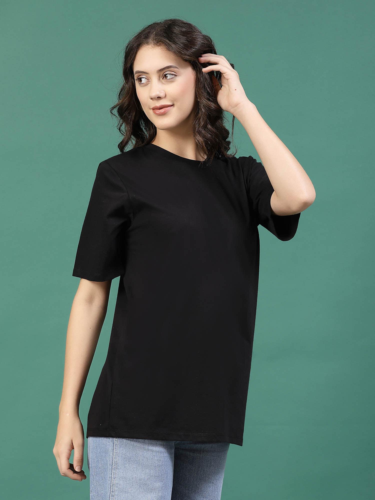 women black jersey oversized printed t-shirt