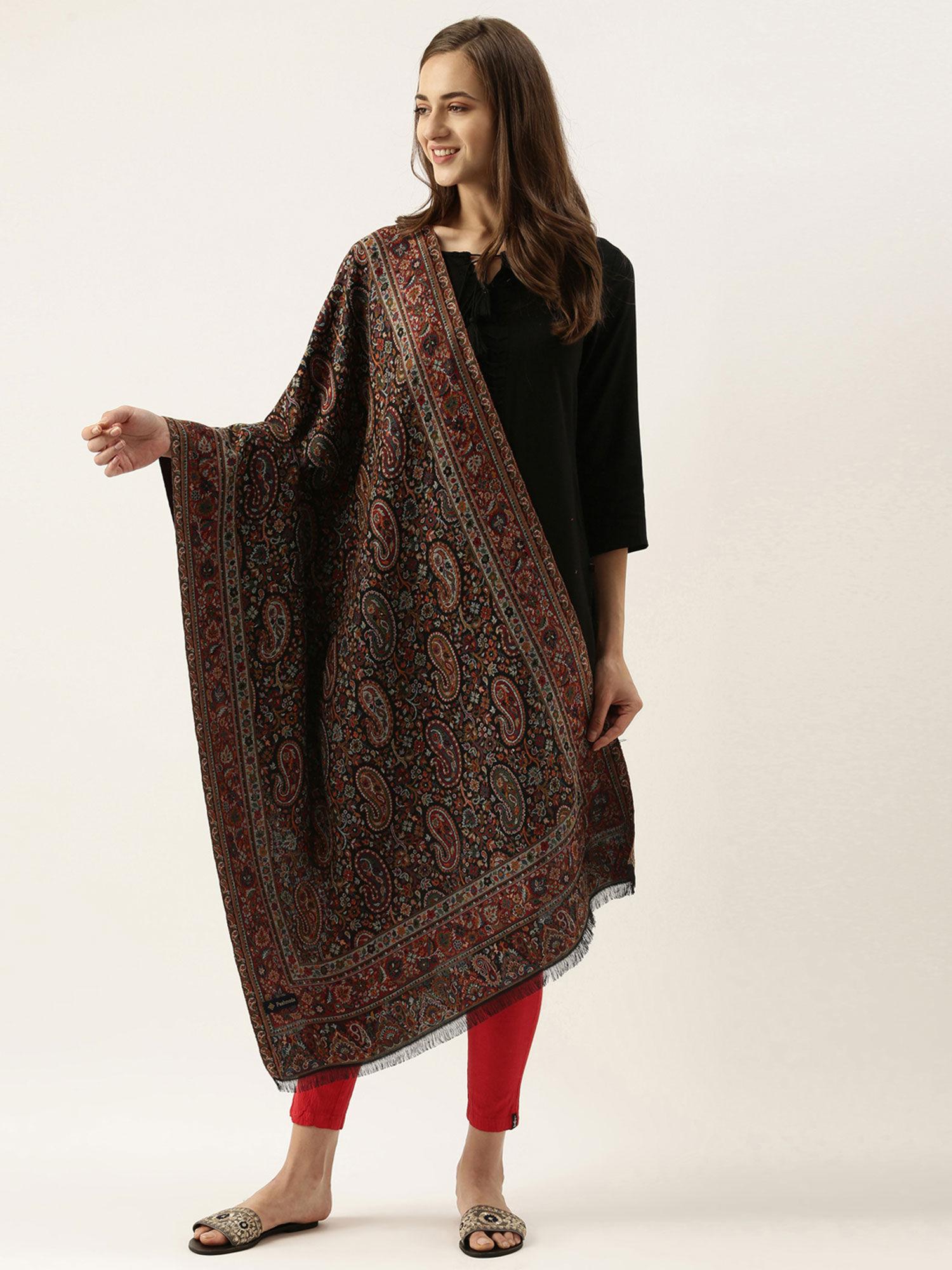 women black kaani woven design stole