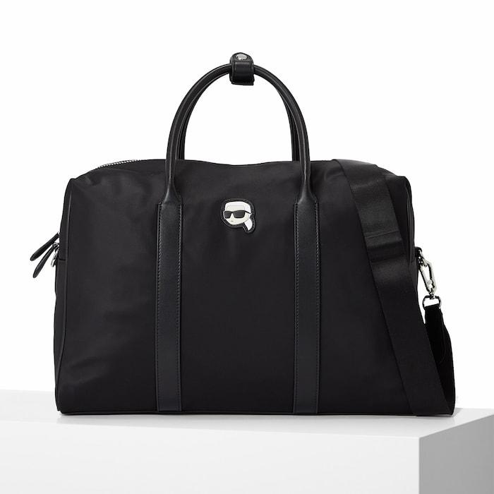 women black karl ikonik nylon weekender bag