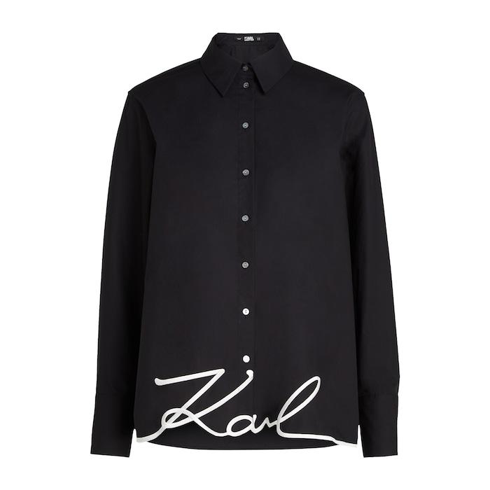 women black karl signature hem shirt