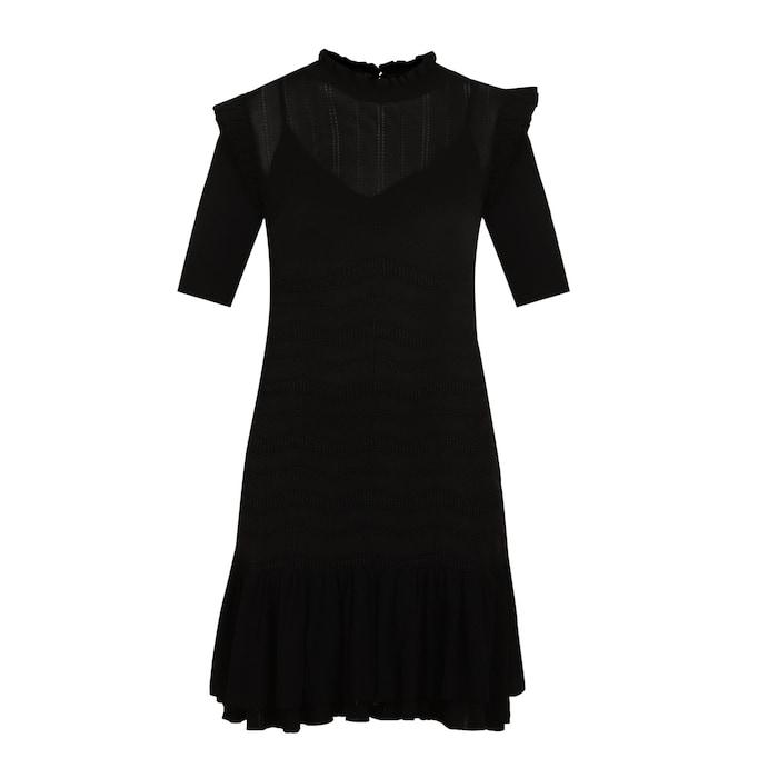women black knitted dress with flippy hemline