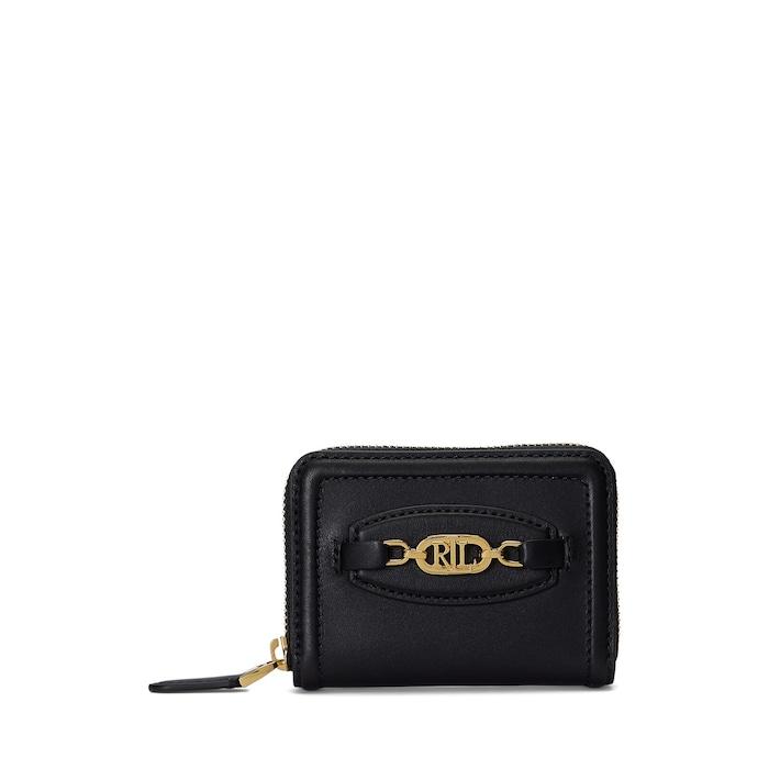 women black leather zip wallet