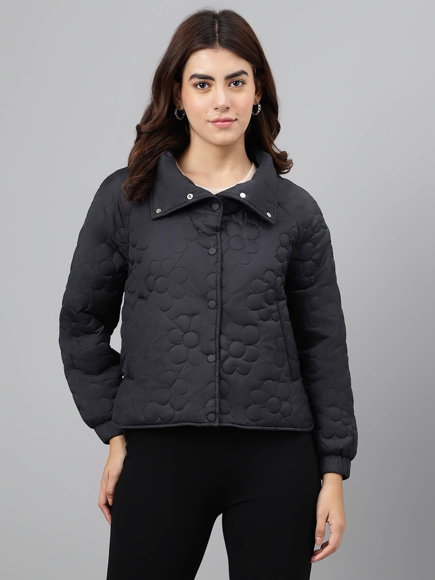 women black lightweight collar quilted jacket