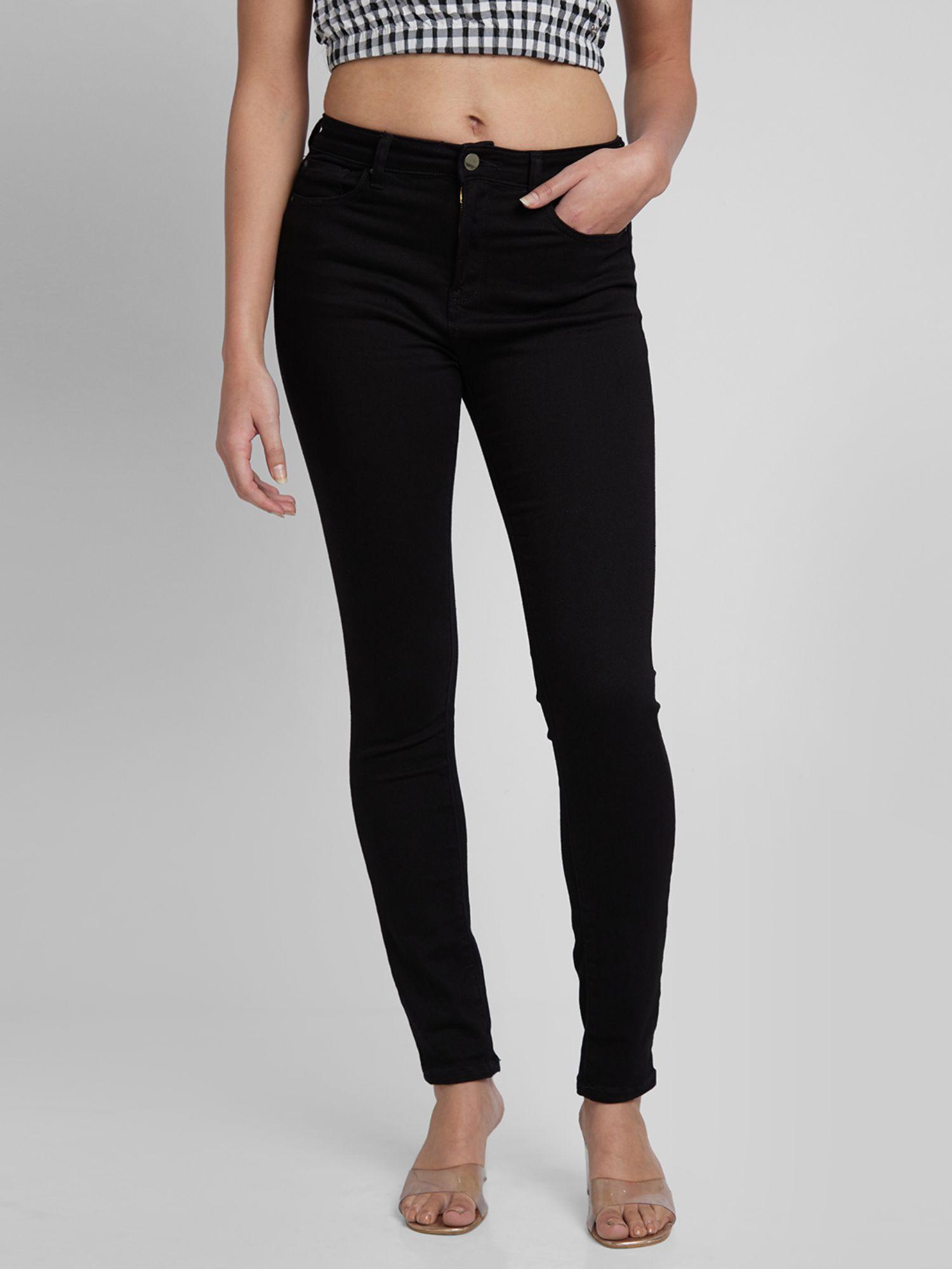 women black lycra skinny fit regular length jeans (adora)