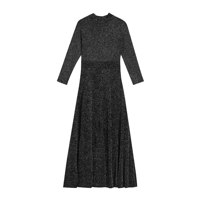 women black metallic knitted maxi dress