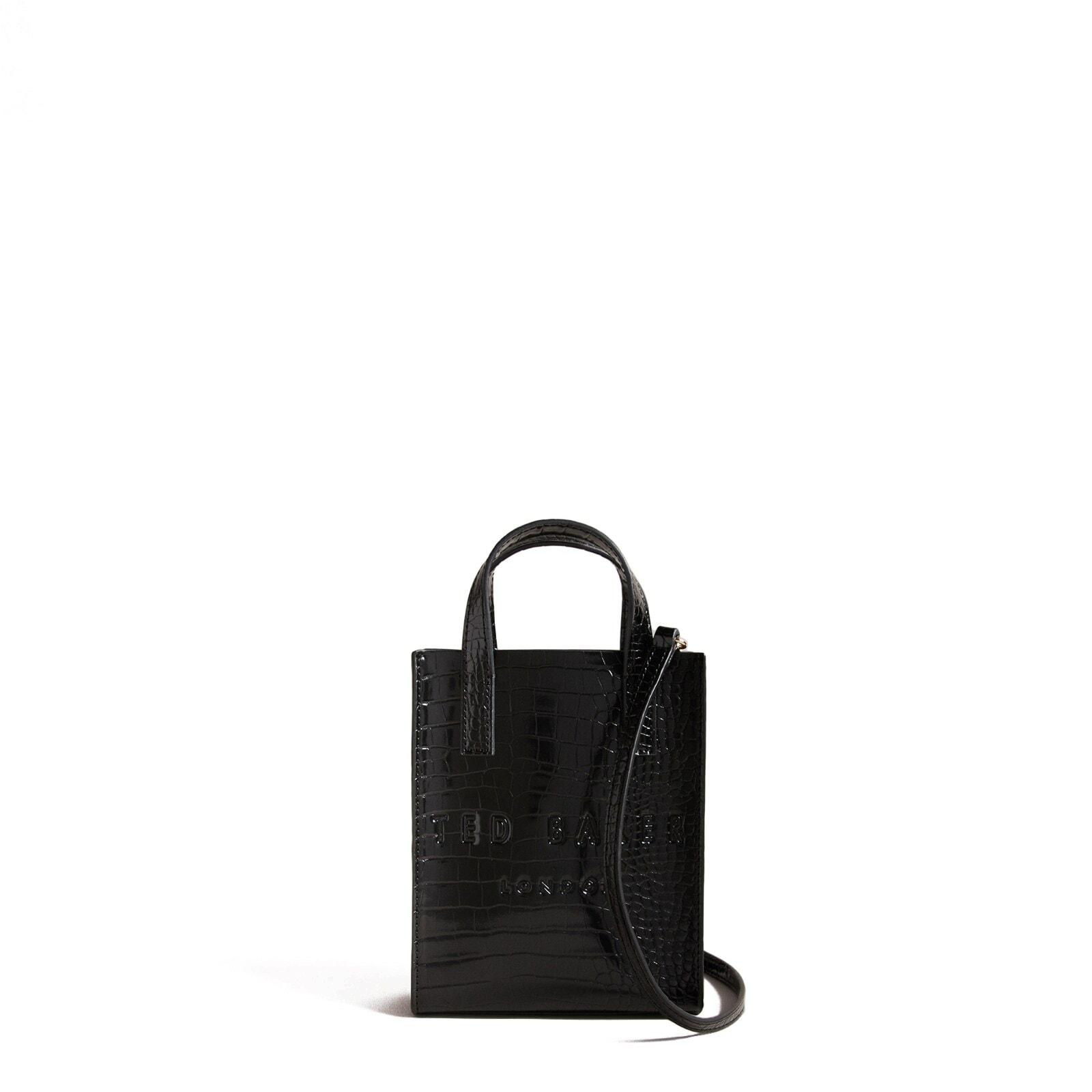 women black mini croc detail tote bag
