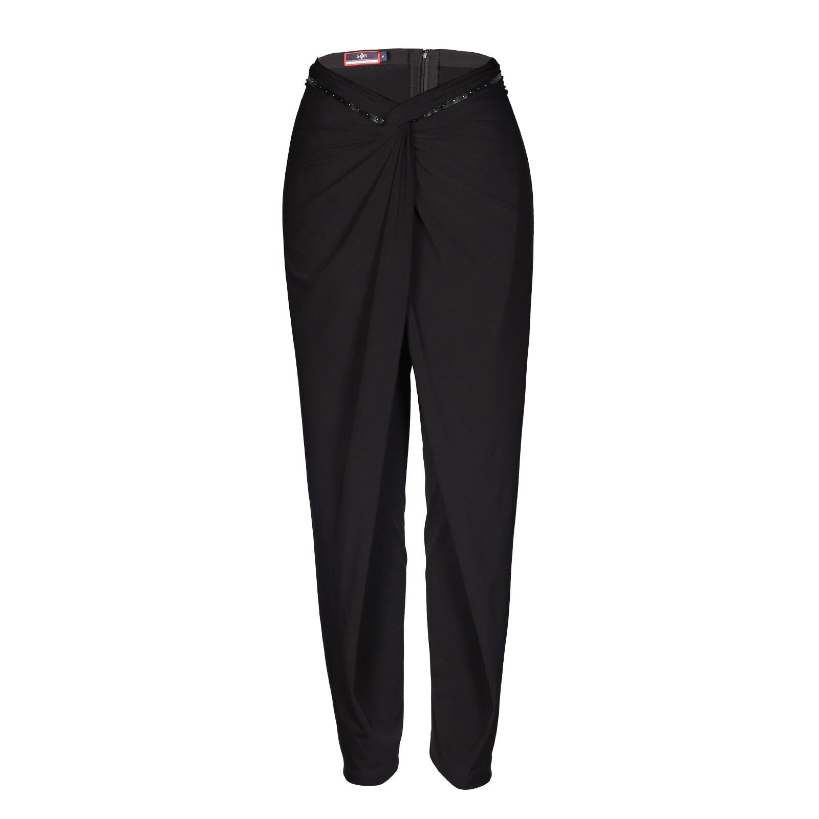 women black overlap drape pants