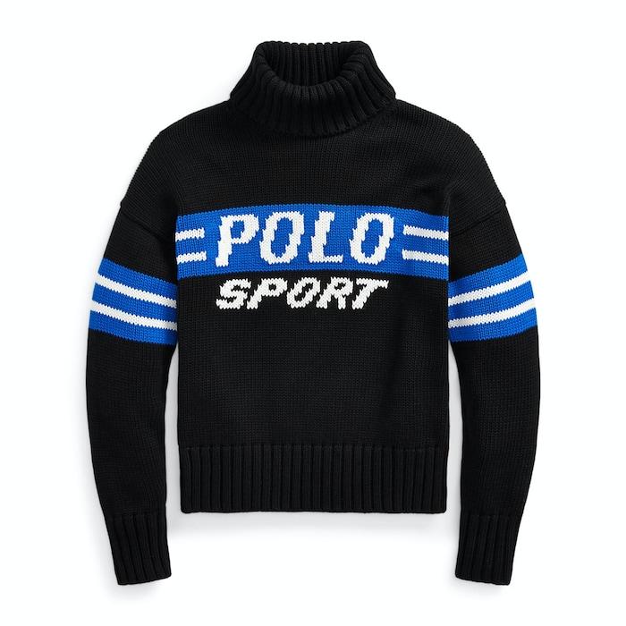 women black polo sport turtleneck sweater