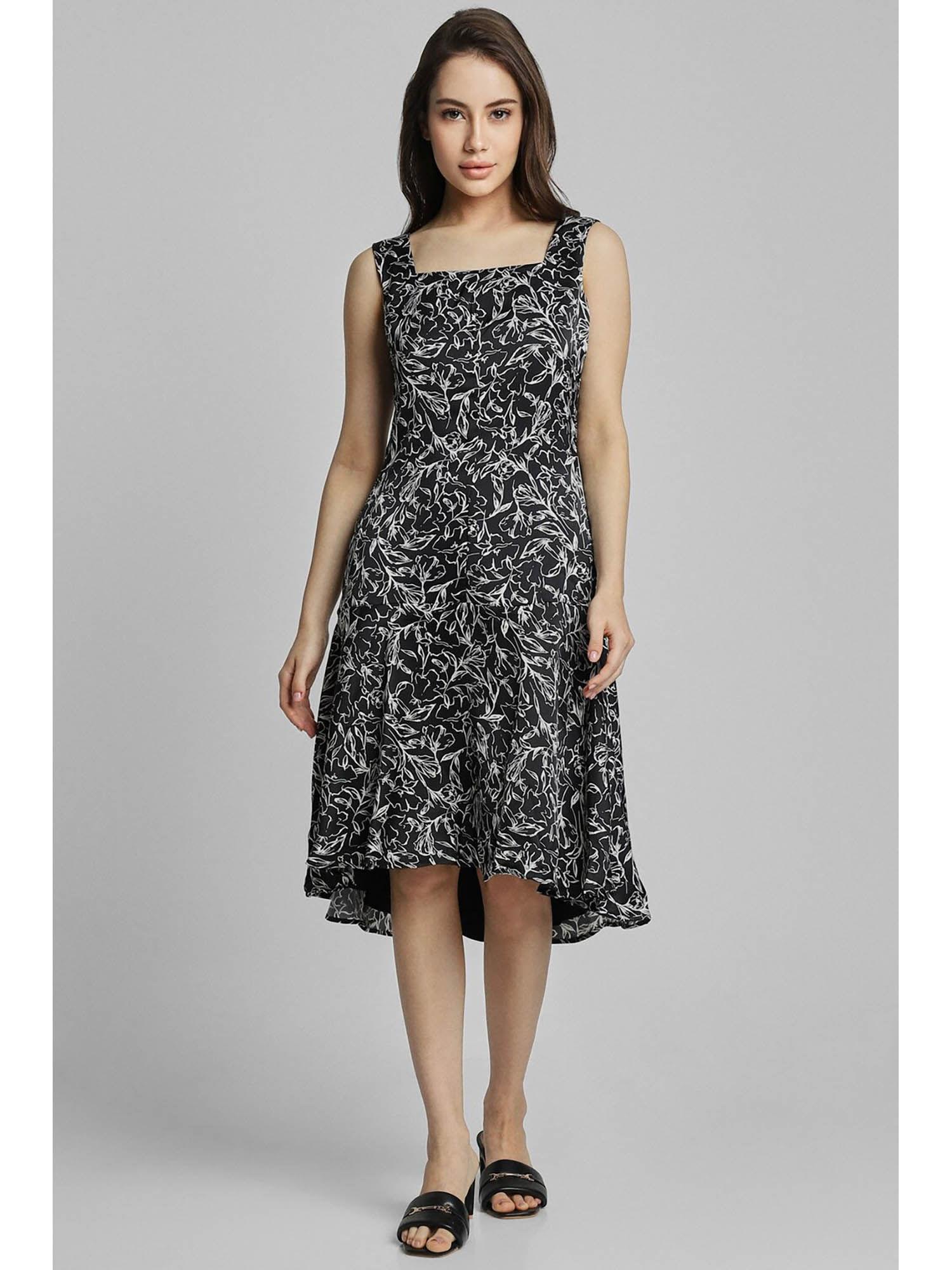 women black print casual dress