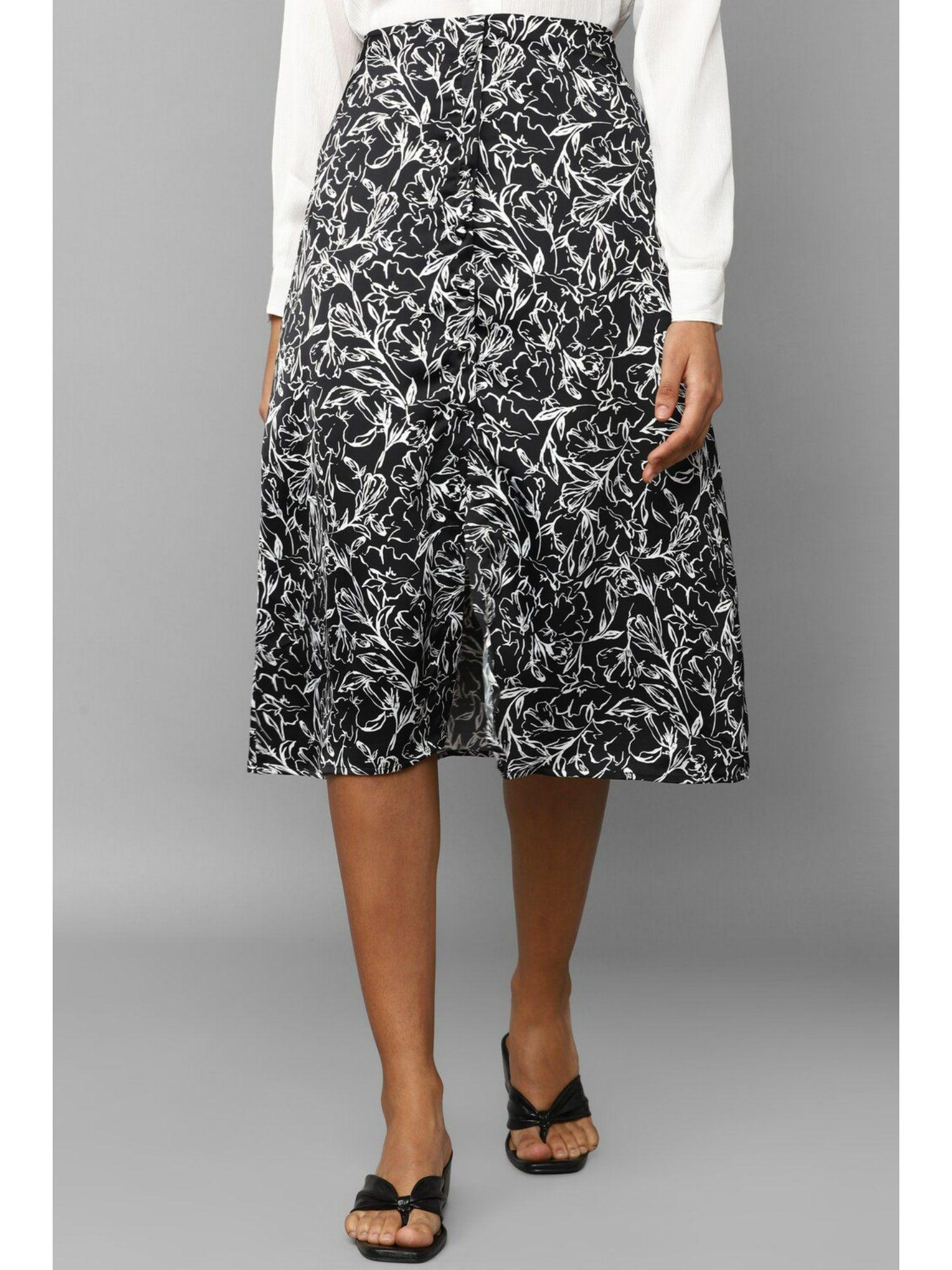 women black print casual skirt