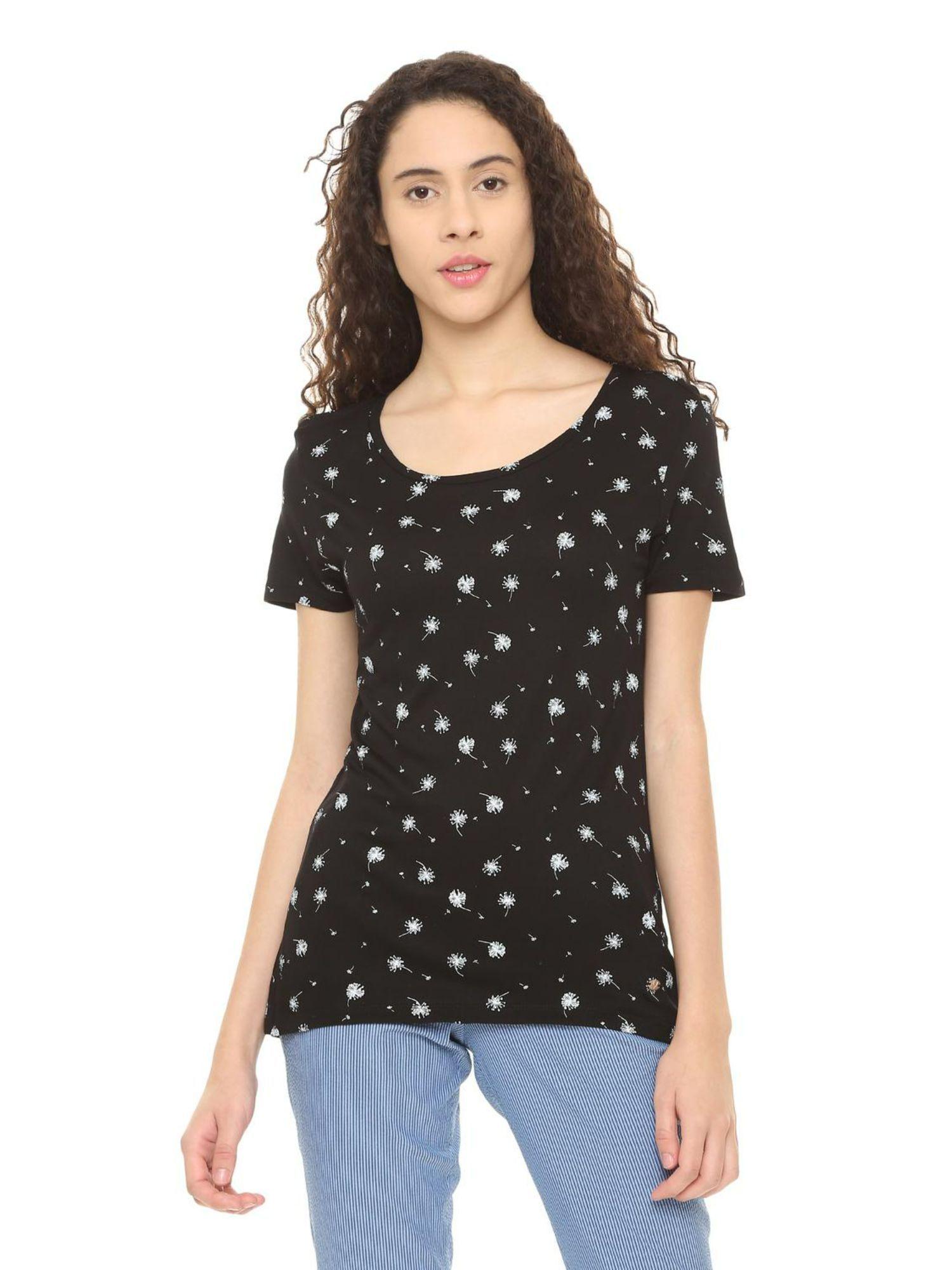 women black print casual top