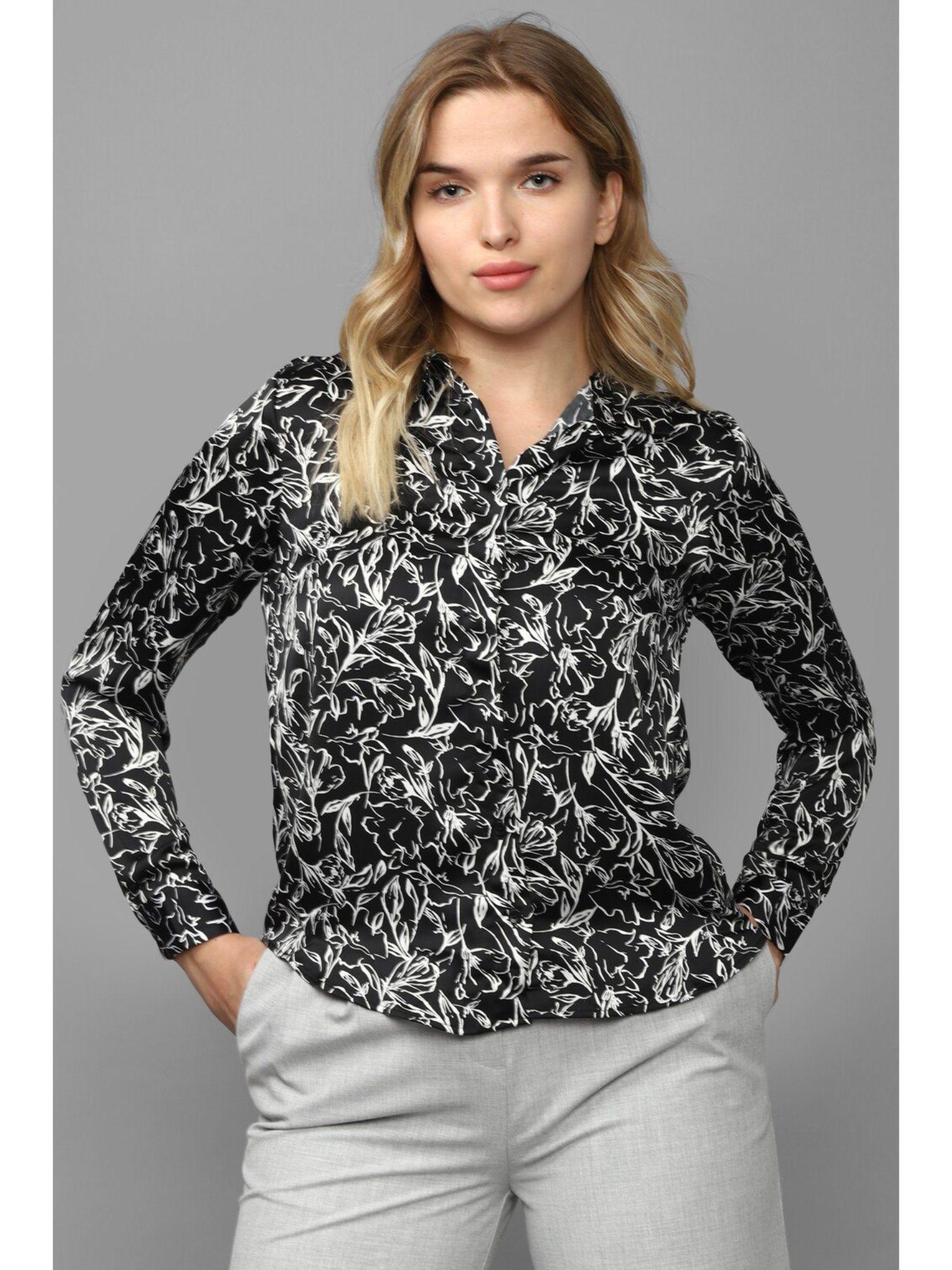 women black print long sleeves shirt