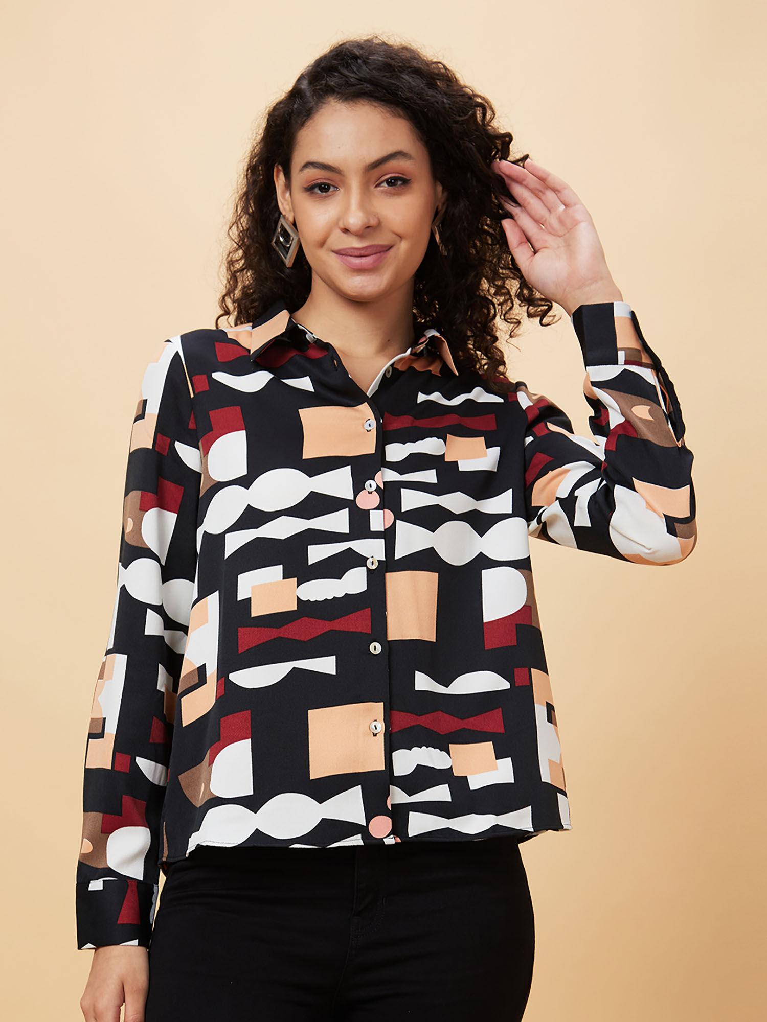 women black printed casual style shirt