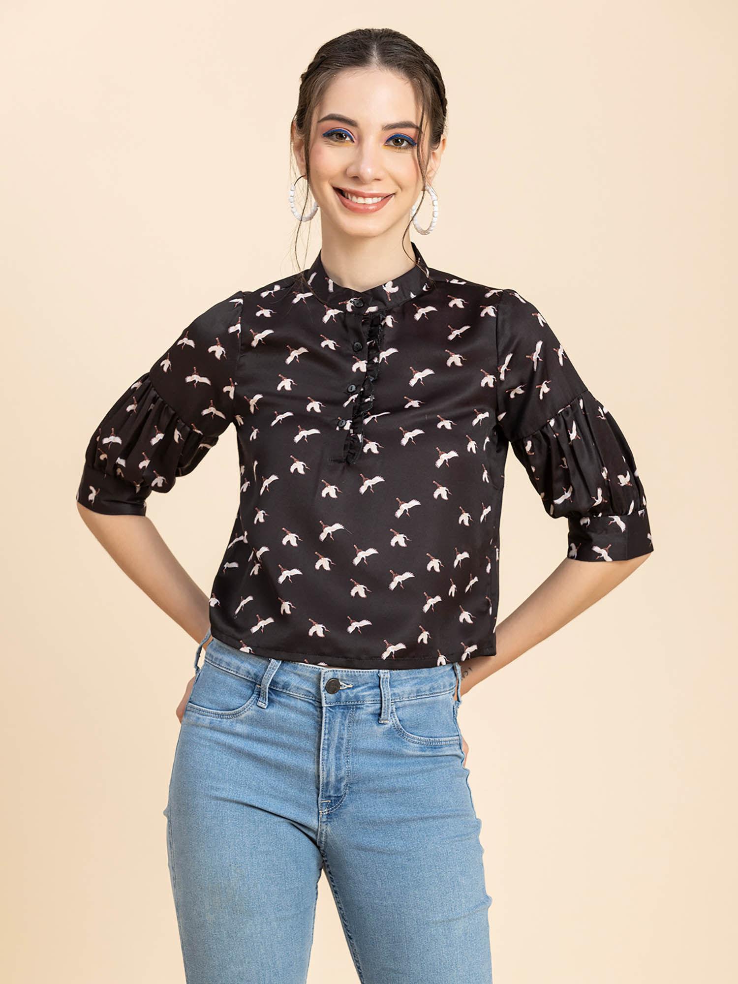 women black printed half sleeves top