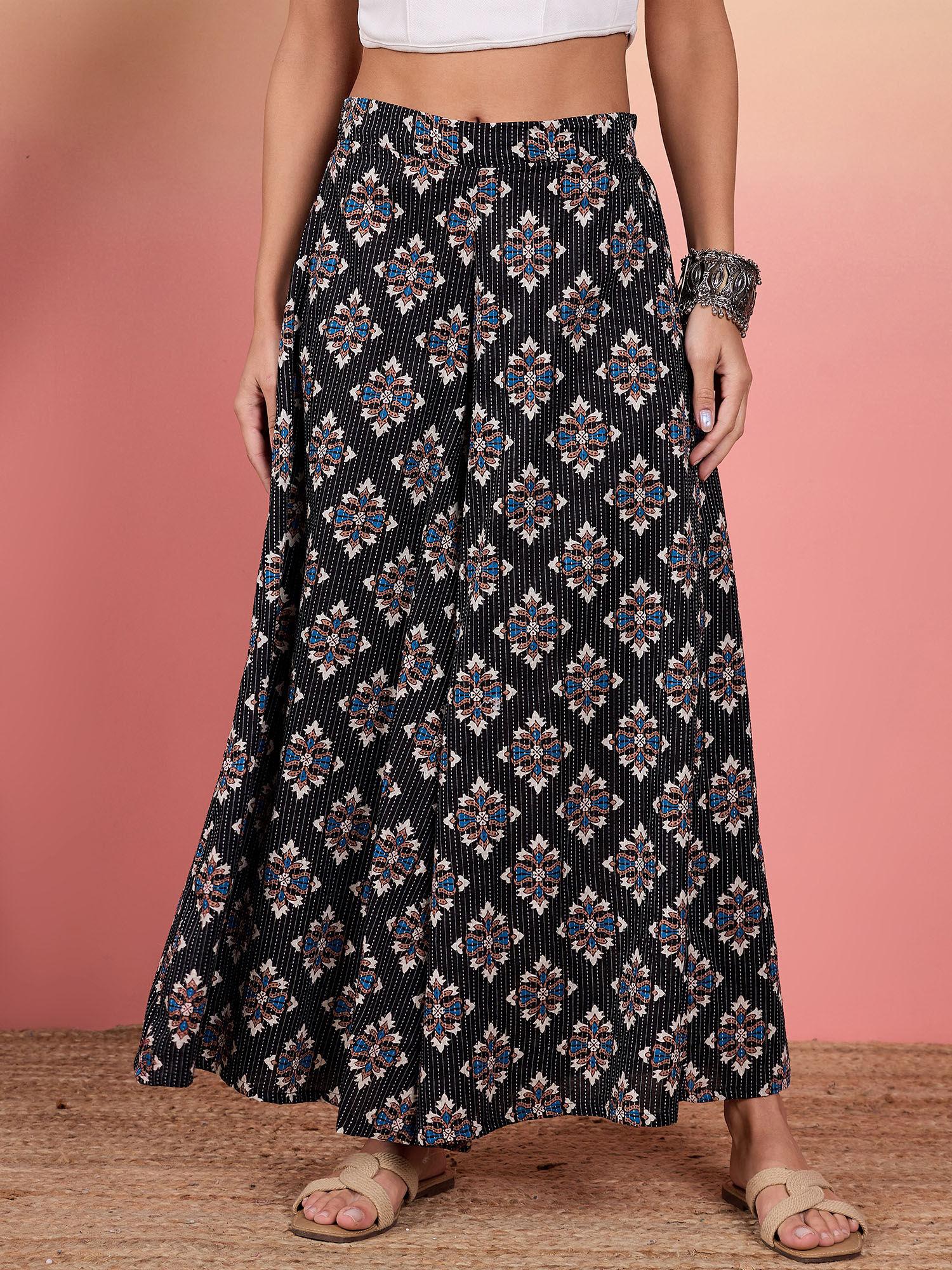 women black printed palazzo