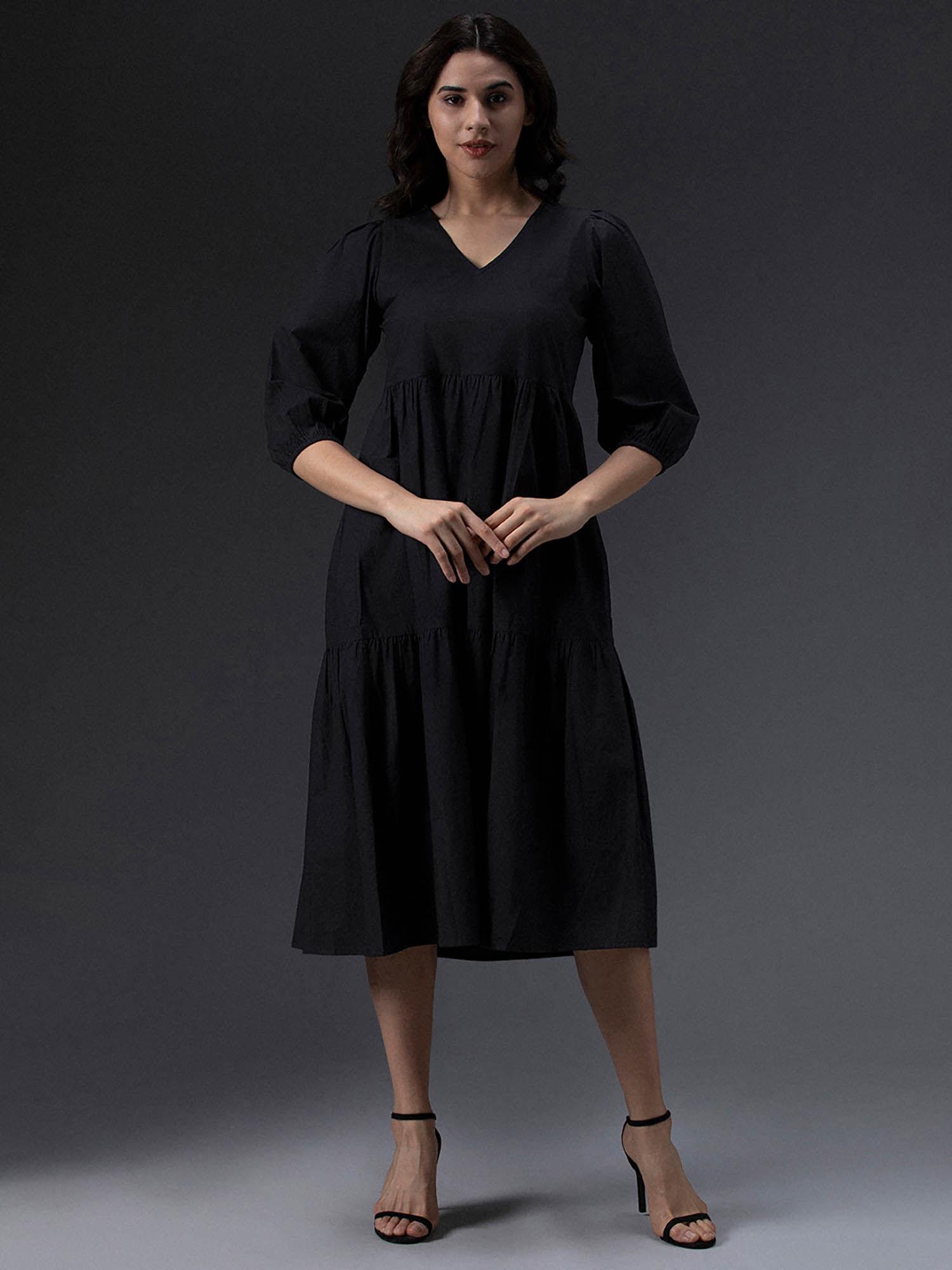 women black pure cotton poplin dress