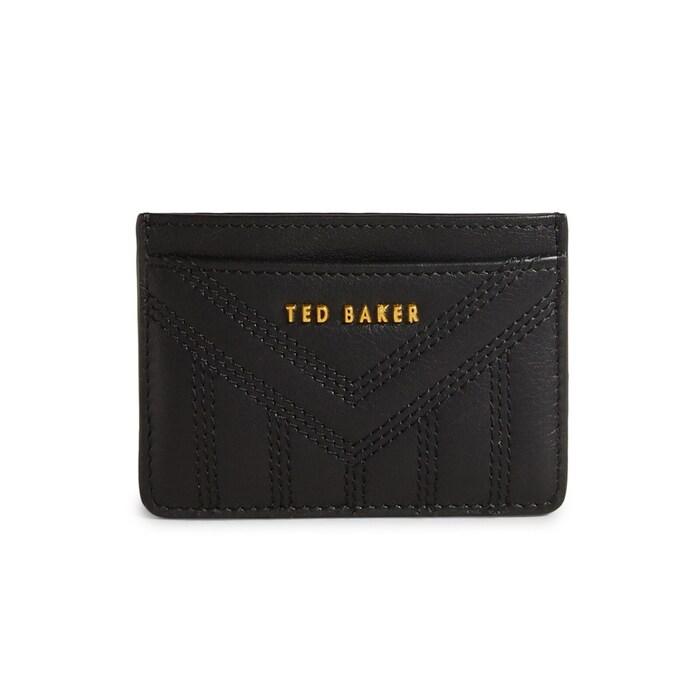 women black quilted leather card holder