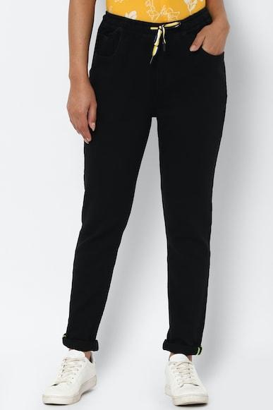 women black regular fit dark wash jeans