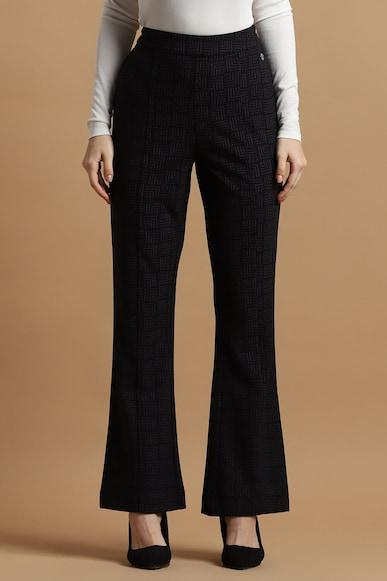 women black regular fit print formal trousers