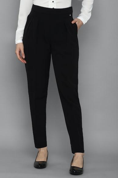 women black regular fit solid casual trousers