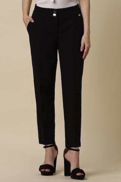 women black regular fit solid formal trousers