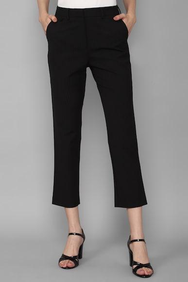 women black regular fit stripe casual trousers