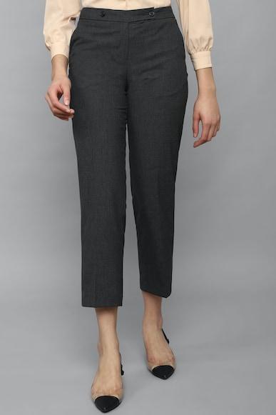 women black regular fit textured casual trousers