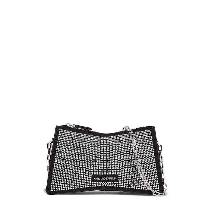 women black rhinestone nano shoulder bag