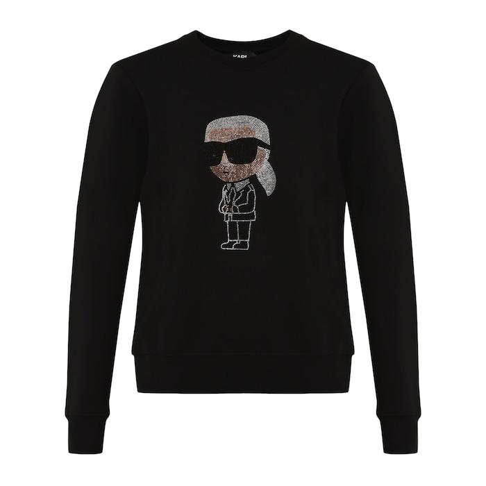 women black rhinestones ikonik karl doll sweatshirt