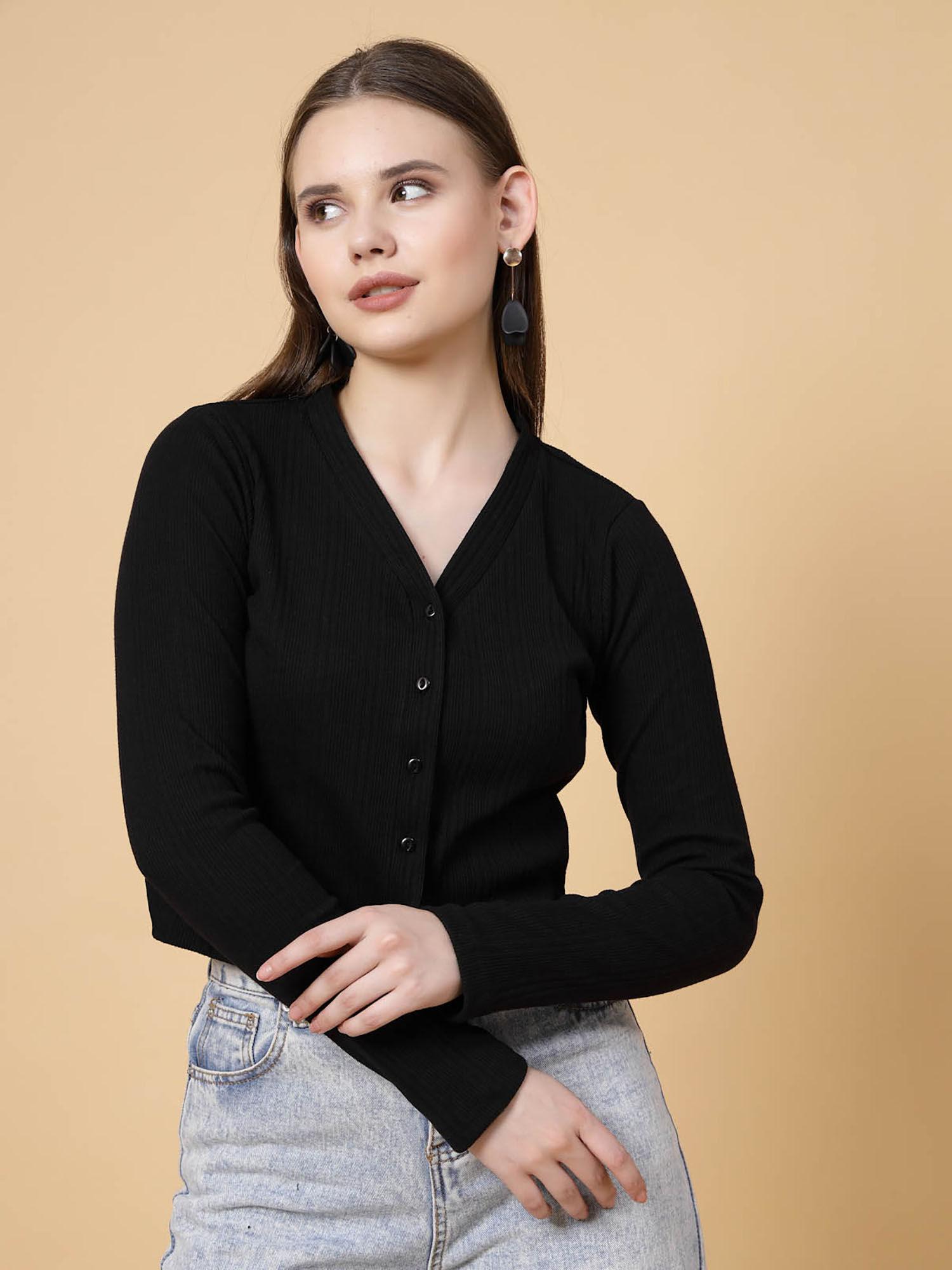 women black rib cardigan