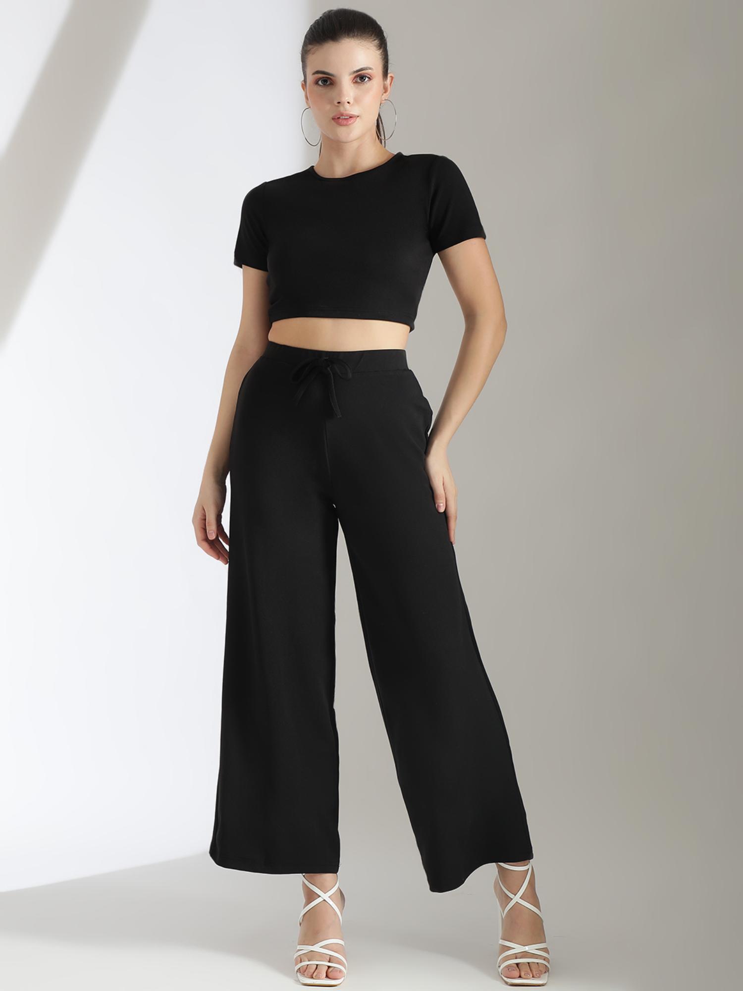 women black round neck co-ord (set of 2)