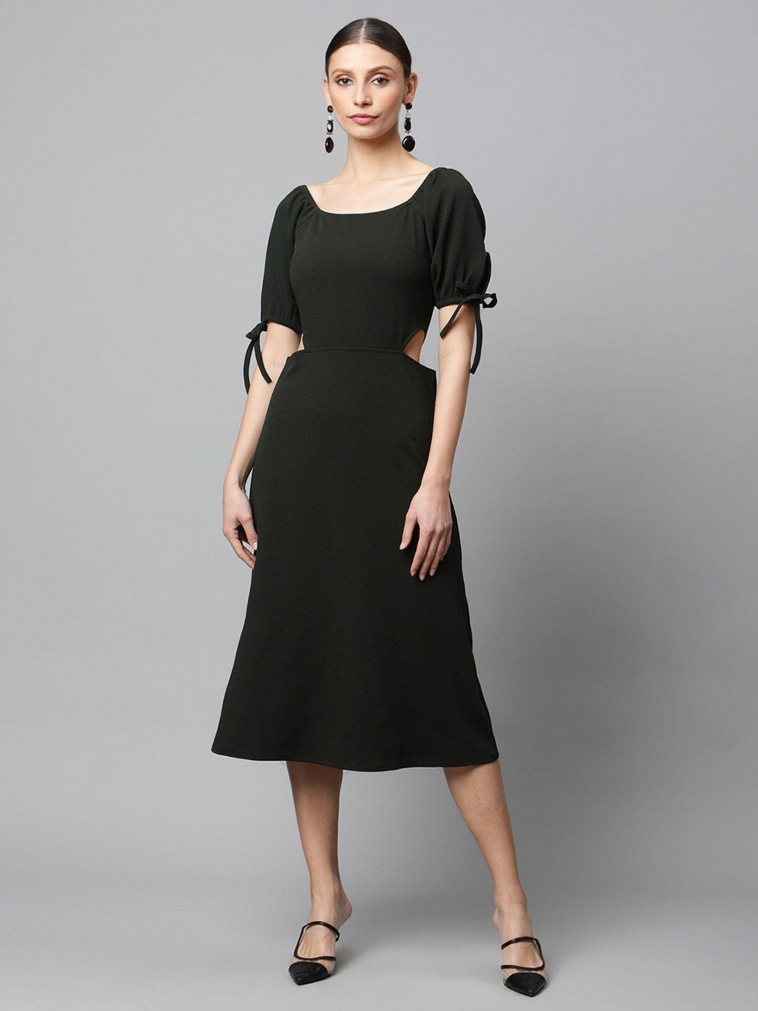 women black round neck half sleeve dress