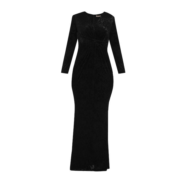 women black self-patterned velvet mermaid dress